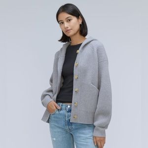 Everlane The Cozy Stretch Hooded Cardigan Smoke
